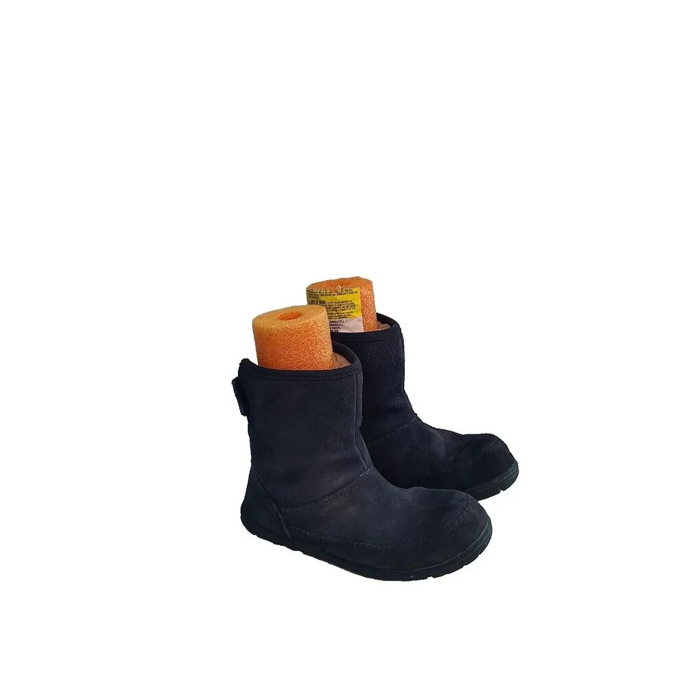 LL Bean Kids Boots Toddlers 12 Wicked Cozy Suede Leather Slip On Navy Fur Lined
